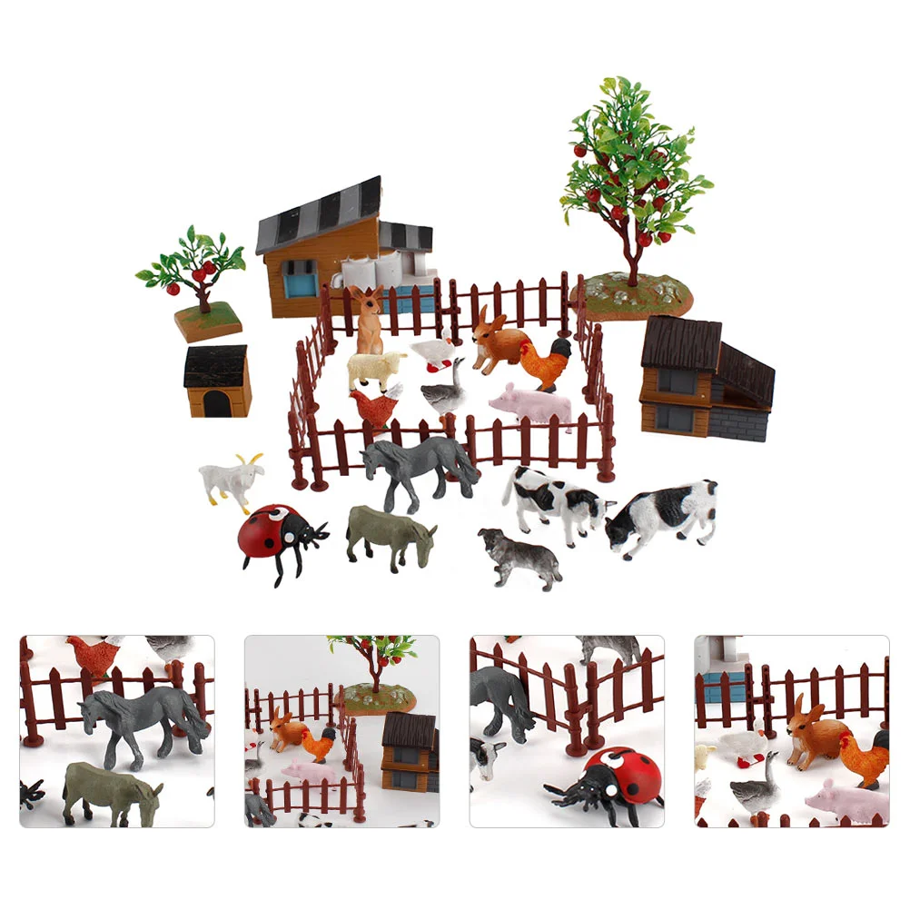 نماذج للحيوانات مزرعة تمثال مجموعة ألعاب صغيرة الديكور البلاستيك الحيوانات أرقام Playset الاطفال الطفل مشهد مصغر التبعي