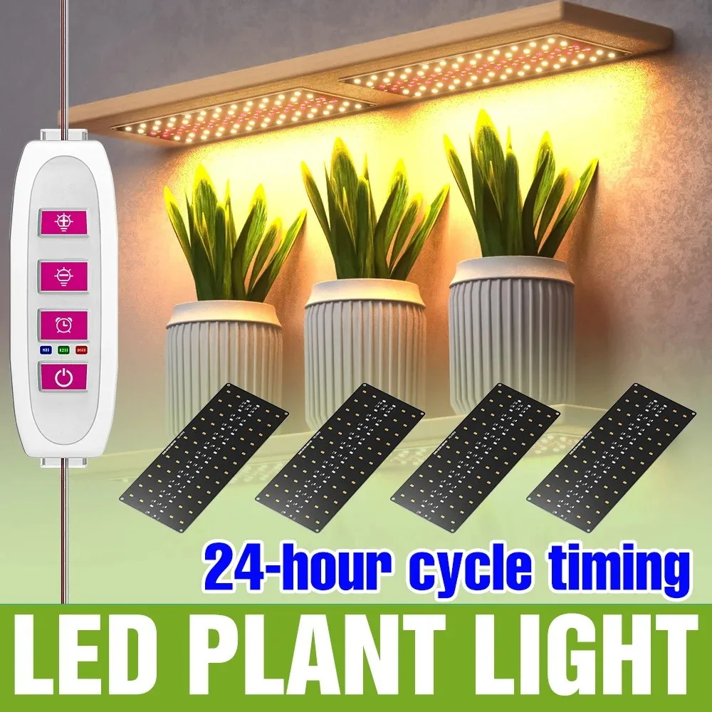 

USB LED Grow Lights Full Spectrum Quantum Board Lamp Indoor Flower Potted Plant Fill Lighting Dimmable With 24-Hour Cycle Timing