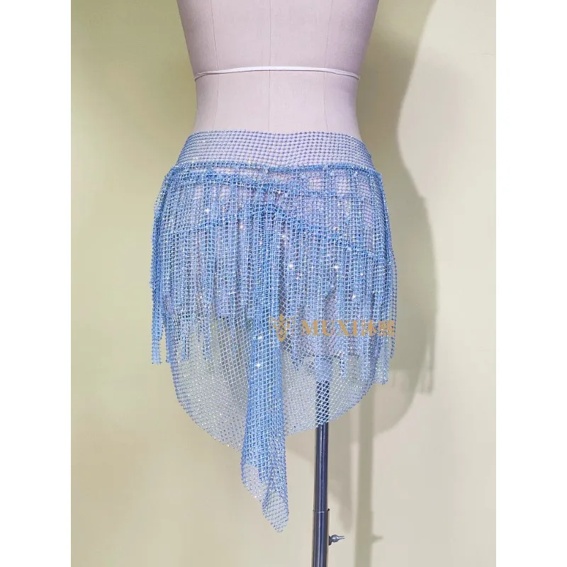 맞춤형 밸리 댄스 벨트 네트워크 다이아몬드 삼각형 엉덩이 스카프 술 허리 체인 랩 엉덩이 스카프 시미 유물 스타 시리즈