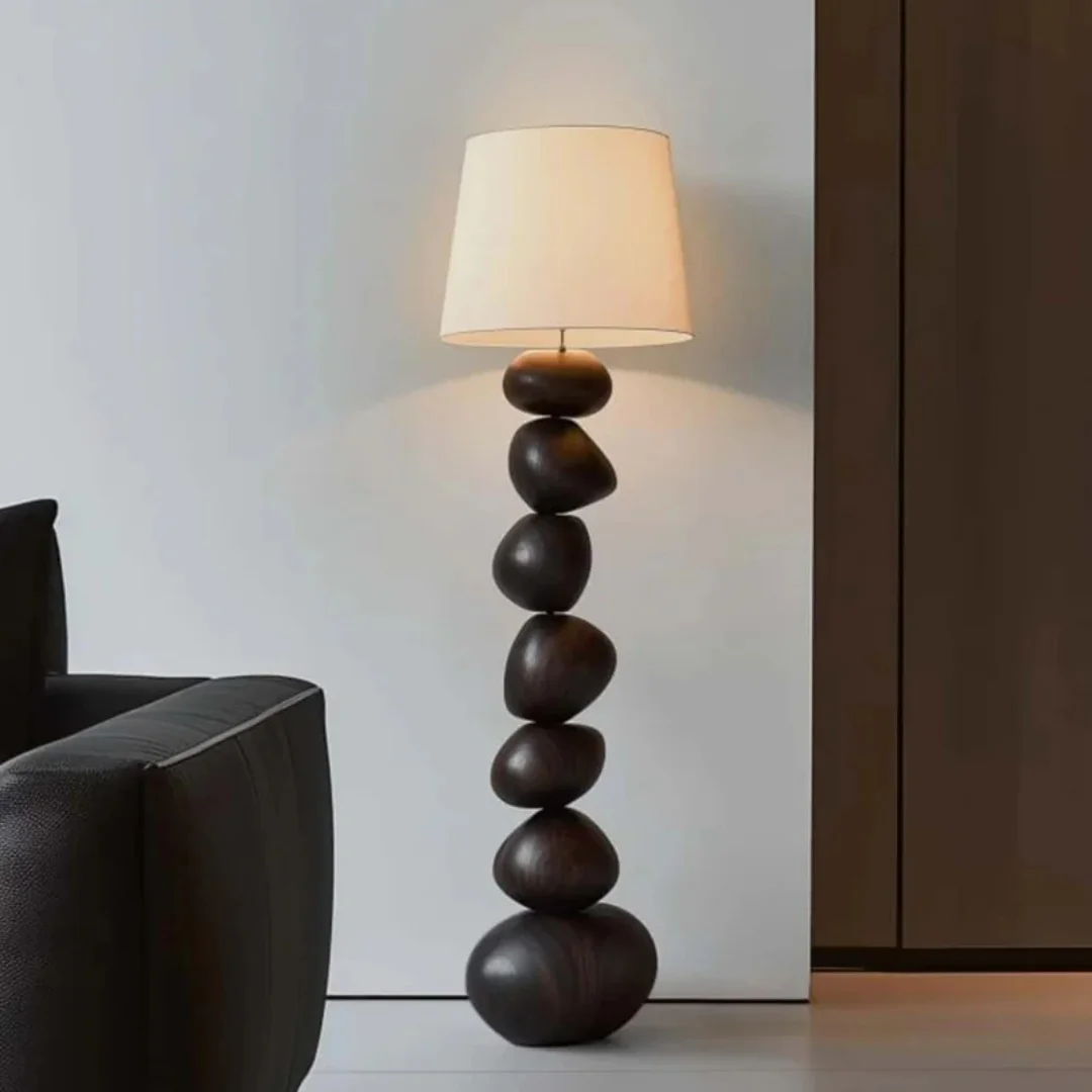 Stacked Pebble Craft Floor Standing Decoration Japanese Wabi-Sabi Style Living Room Villa Wooden Handicraft Decoration