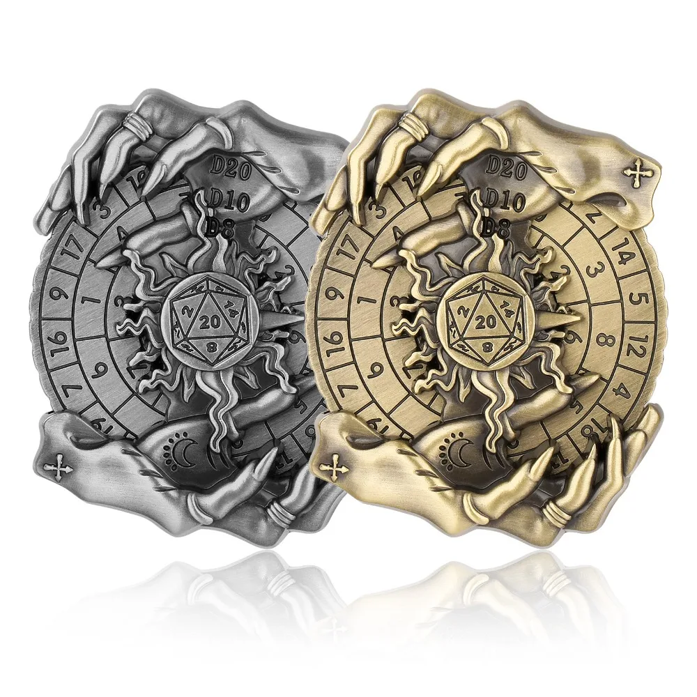 Retro 3D Relief Magische Hand Metalen Fidget Spinner Draaitafel Spel Dobbelstenen Hand Spinner voor rollenspel DND RPG TRPG Games