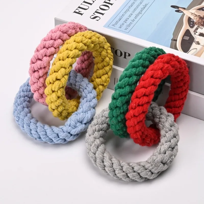 

Cotton Dog Toys Puppy Chewing Toys Rope Knot Toy Durable Braided Dog Toys Dog Cleaning Teeth Braided Bone Rope Pet Products