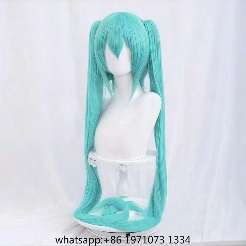 Long Synthetic Fiber Wig in Green Anime Style Suitable for Daily Wear, Birthdays, Heat-Resistant Fiber, Role-Playing