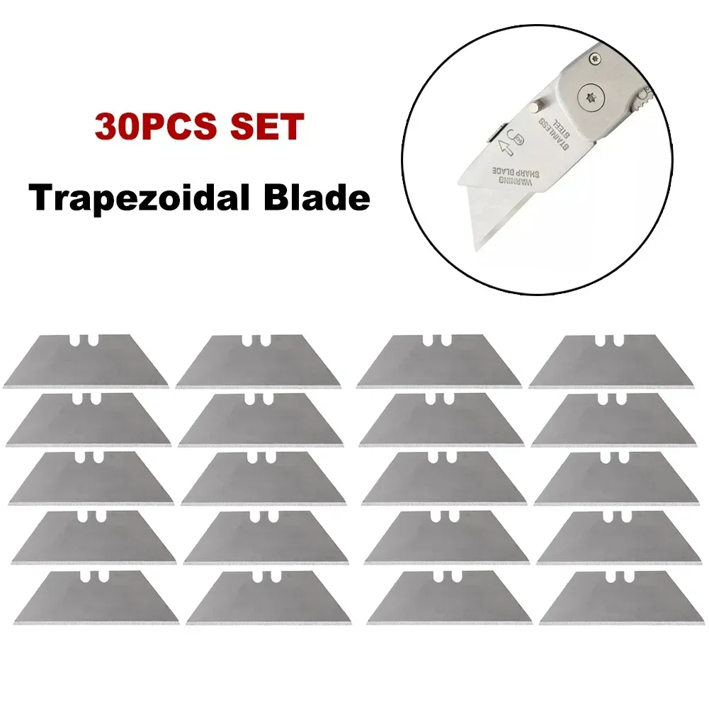 30Pcs Trapezoidal Blade Replacement Blade Art Craft Cutter Tool Multifunction Carbon Steel Cutter Blade For Household Hand Tools