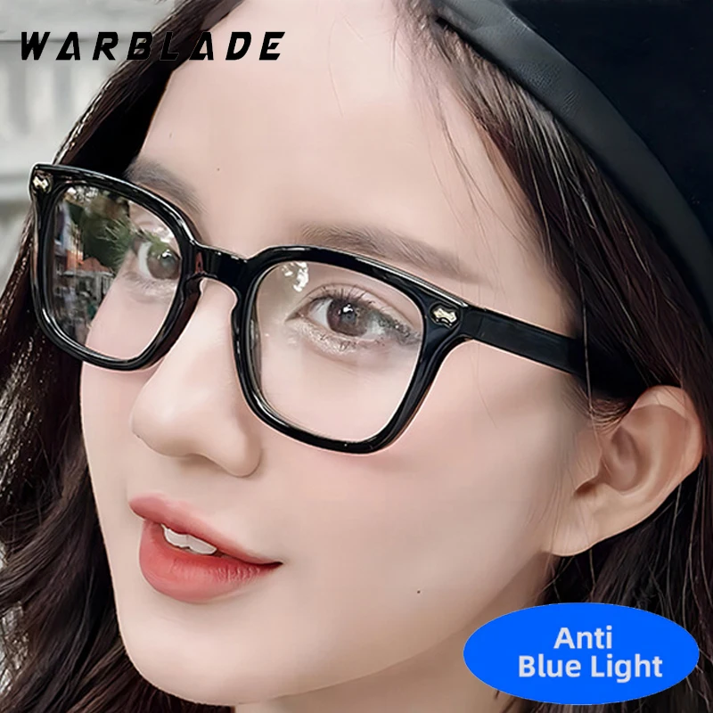 

Classic Luxury Designer Square Frame Rivets Decoration Women Glasses Men Trendy Brand Design Computer Anti Blue Light Eyeglasses