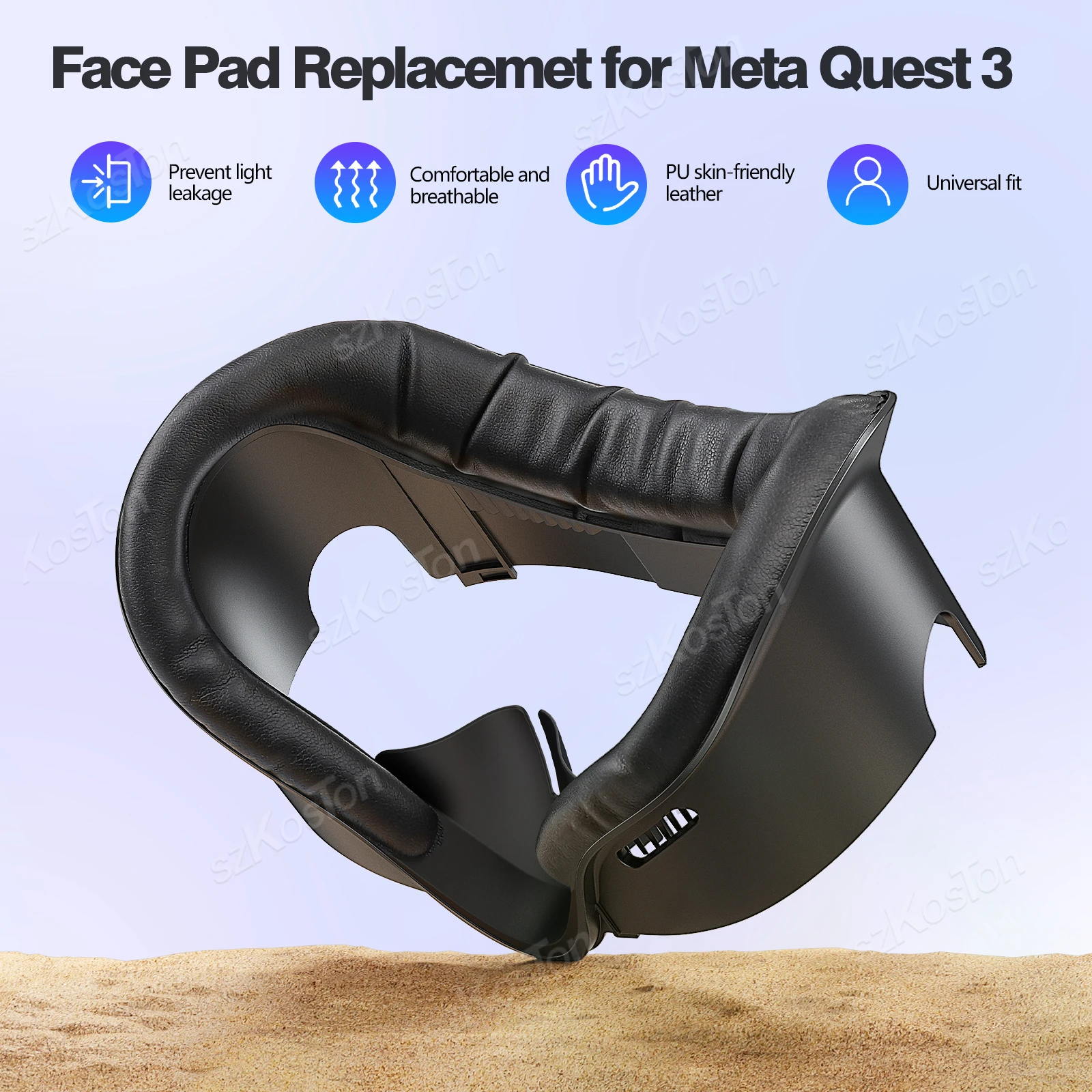 Para Meta Quest 3 interfaz Facial de repuesto máscara Facial de espuma de cuero PU almohadilla suave y cómoda para accesorios Meta Quest 3