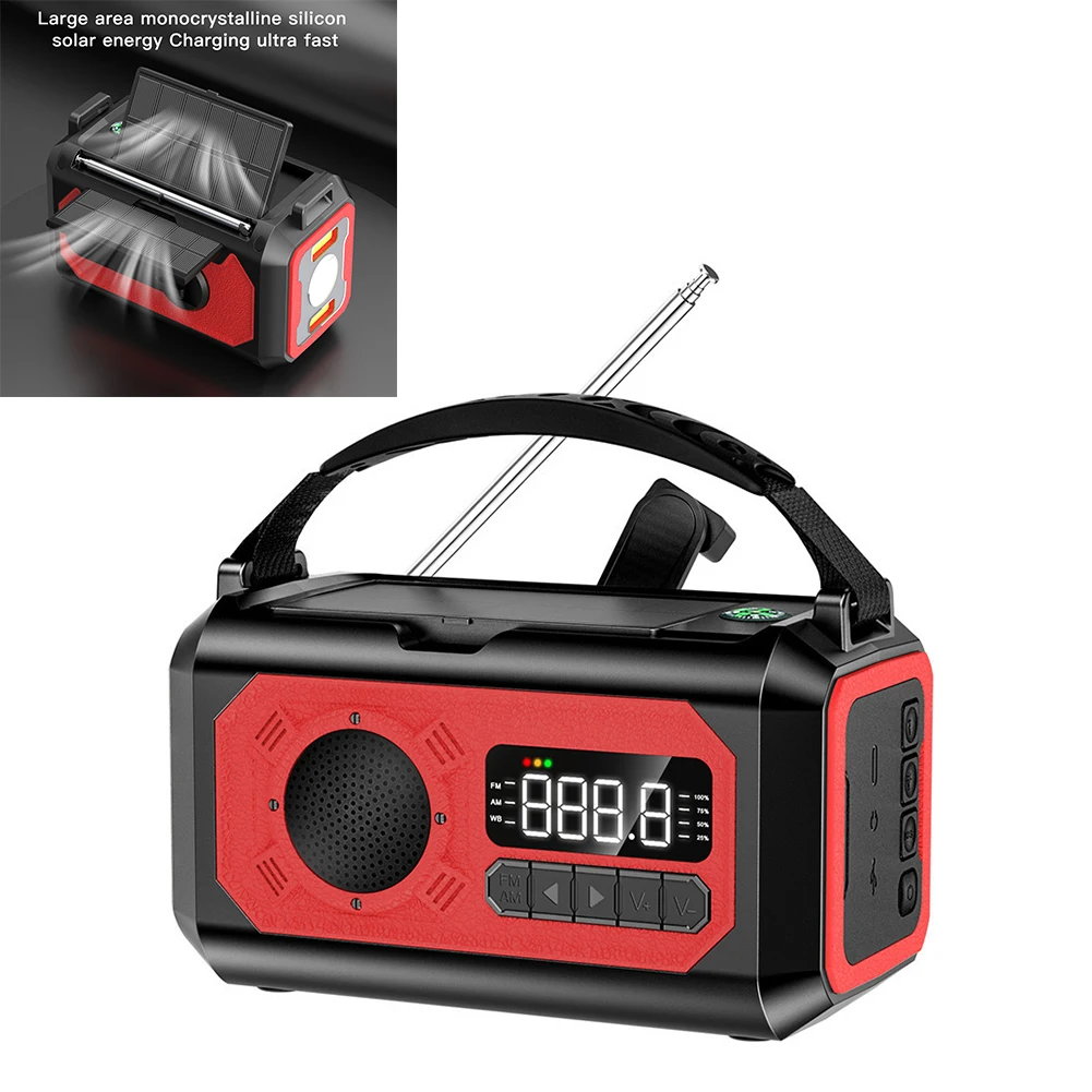 

12000mAh Weather Alert Radio with 2 Solar Panels Solar Hand Crank Multifunction Radio Flashlight Power Bank for Outdoor Survival