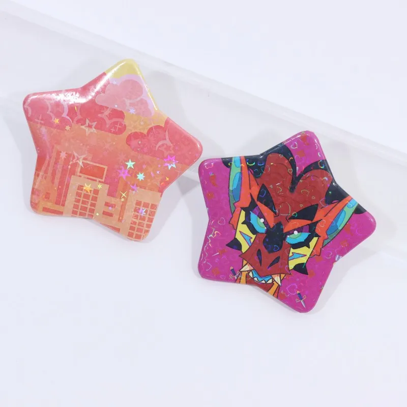 

5pcs/set Custom Pin Button Holographic Tinplate Printed Star Heart Shape Best Quality Button Badge Personalized Customized Gift