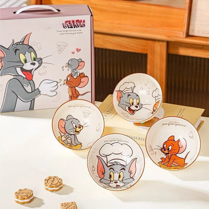 

Anime Jerry Tom Ceramic tableware bowl set High-appearance-level Ceramic tableware supplies .Cute Adult children's tableware