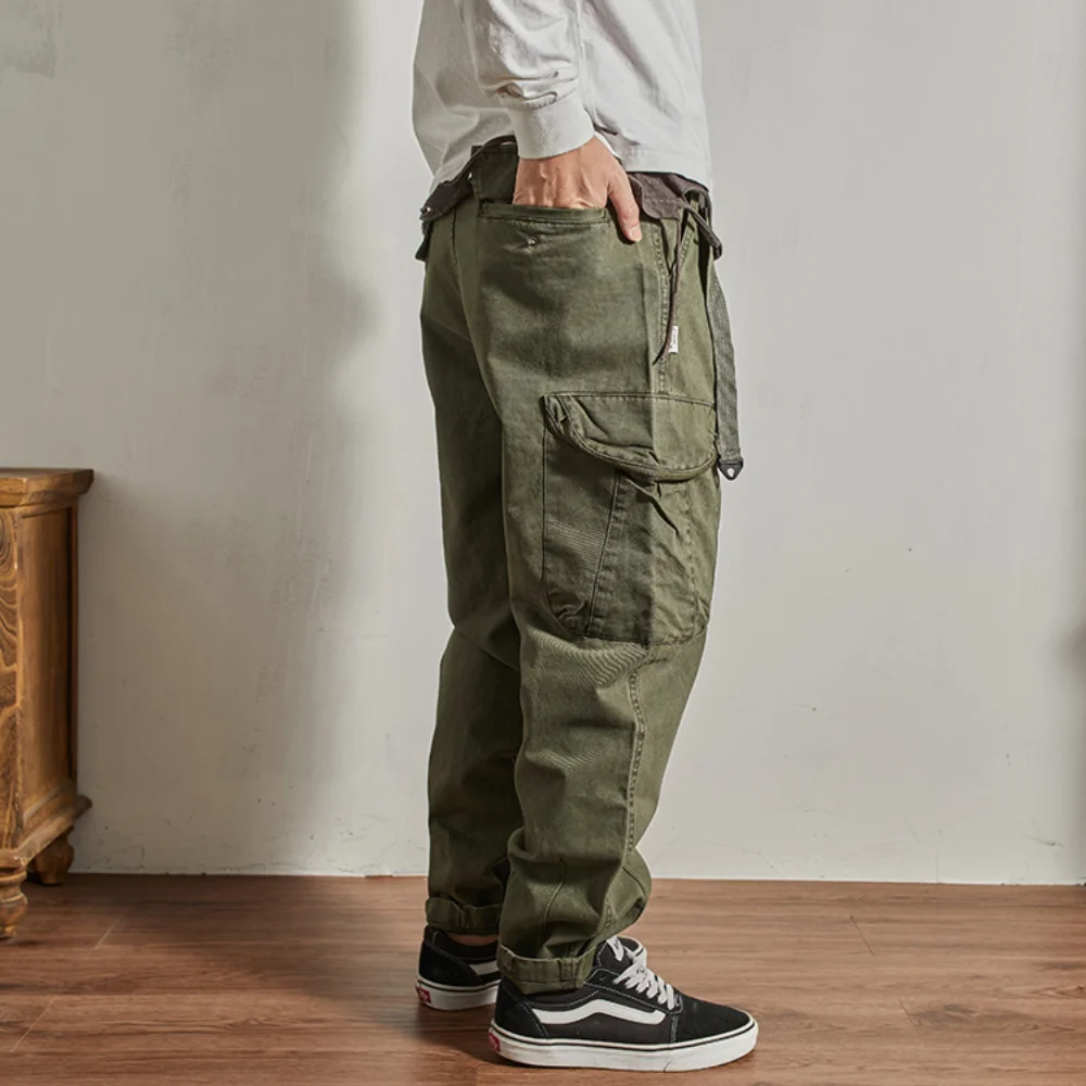 Heavy Cotton Conical Cargo Pants Men's Loose Casual Pants Chunky Trend American Classic Pocket Woven Pants