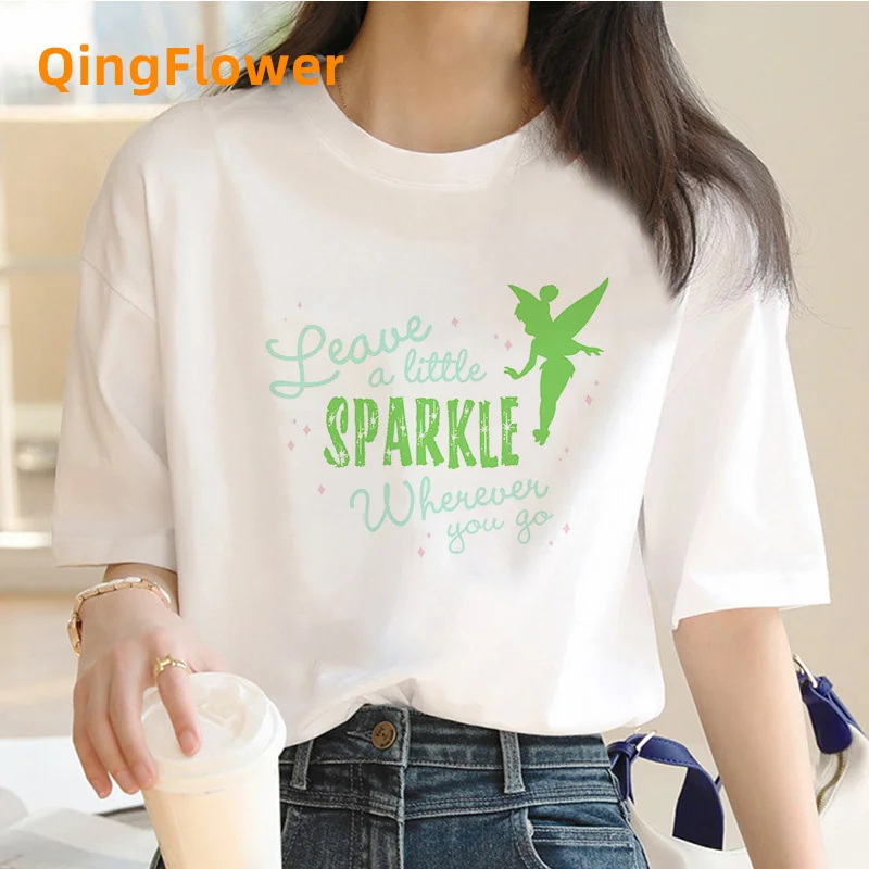 Tinkerbell top tees clothes women y2k white t shirt aesthetic grunge graphic top tees t-shirt manga