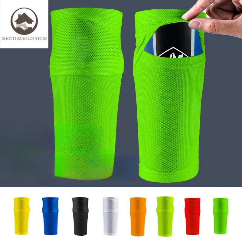 1 Pair Football Shin Guard with Pocket Compression Calf Sleeve Sports Socks Soccer Leg Support Protector for Adult Teen Children