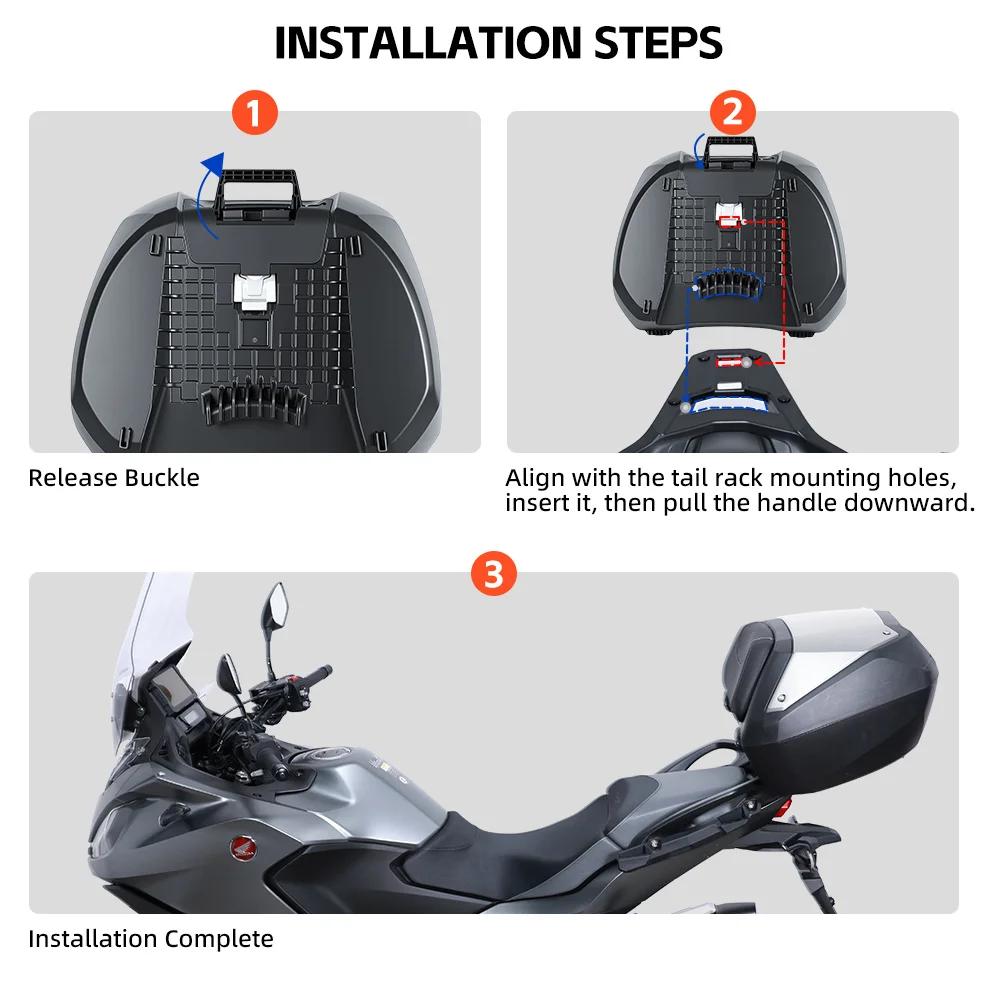 for Honda NT1100 Quick‑Release Rear Top Trunk, Original Hole‑Position Mount, Use Stock Key Unlock Storage Top‑Case
