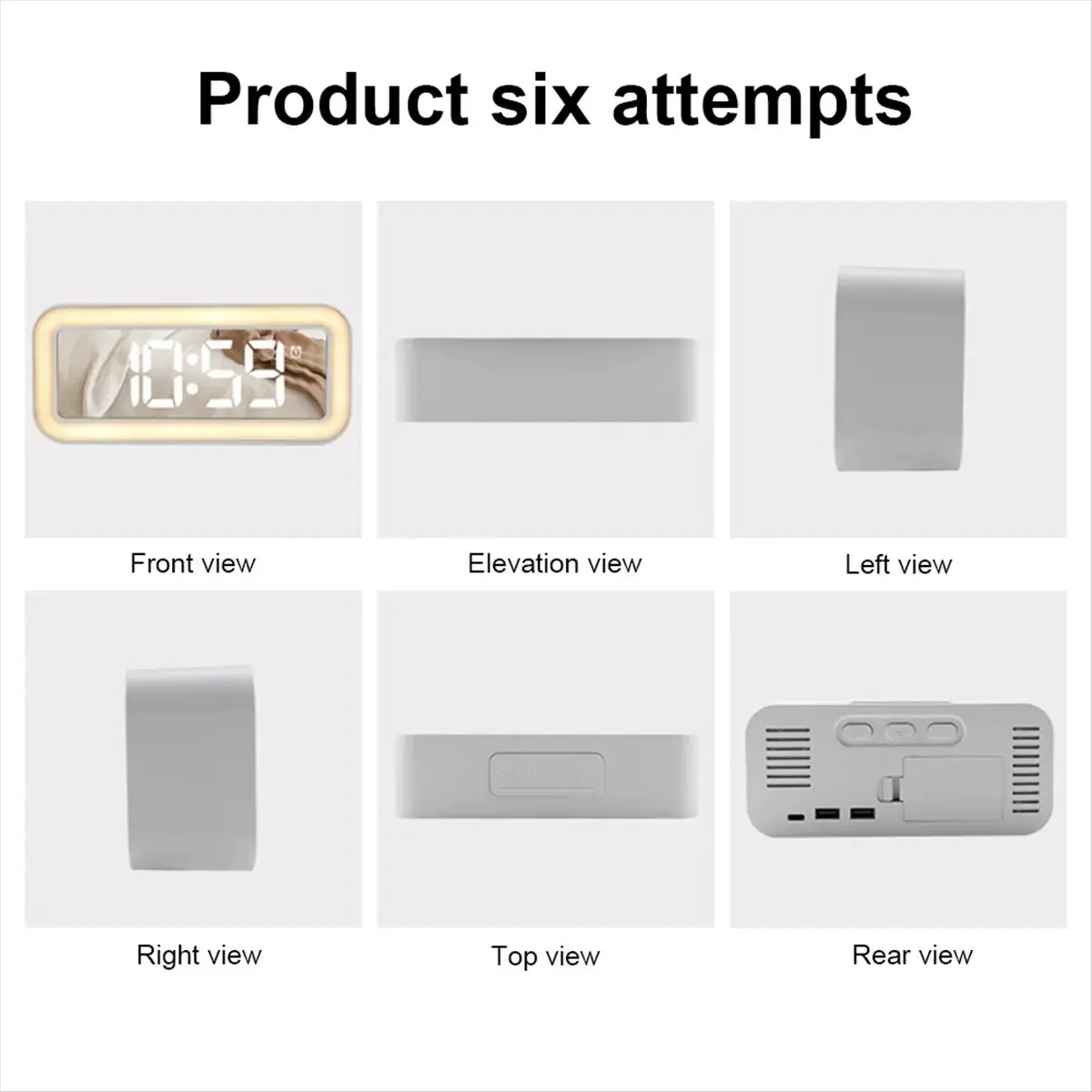 A76KBG! Mirror Night Light Alarm Clock Simple LED Digital Clock Student Loud Volume Bedside Clock Desktop Temperature Clock B