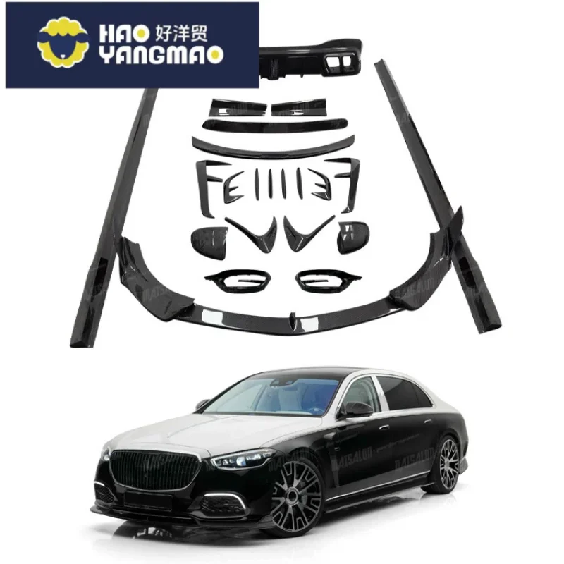 Suitable Dry Carbon Fiber Body Kit for Mercedes-Benz W223 Style S480 S580 S680 Upgrade Front Lip Side Skirt Spoiler Rear