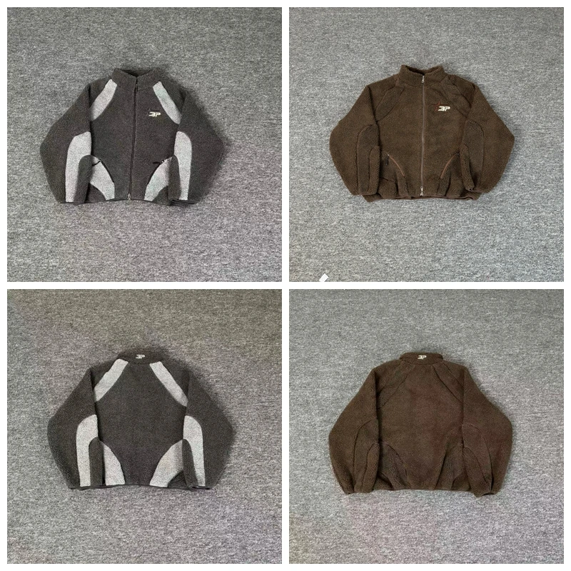 

American Retro Color Blo Zipper Jaet Loose High Street Fce Men's Stand Collar Coat Casual Comfortable Cotton Jaet