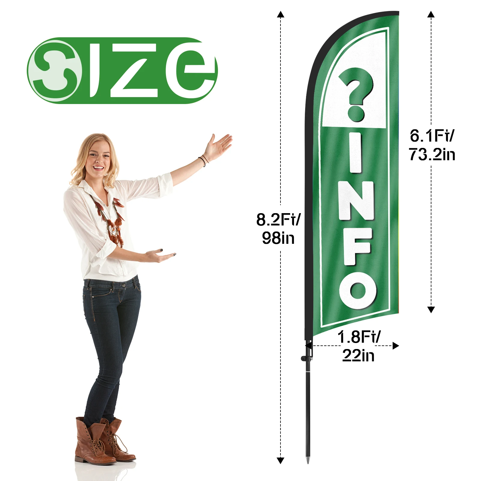 FSFLAG 1PCS 280CM The Info Feather Flag with Flagpole Advertising Outdoor Banner Decoration for Businesse and Storefront