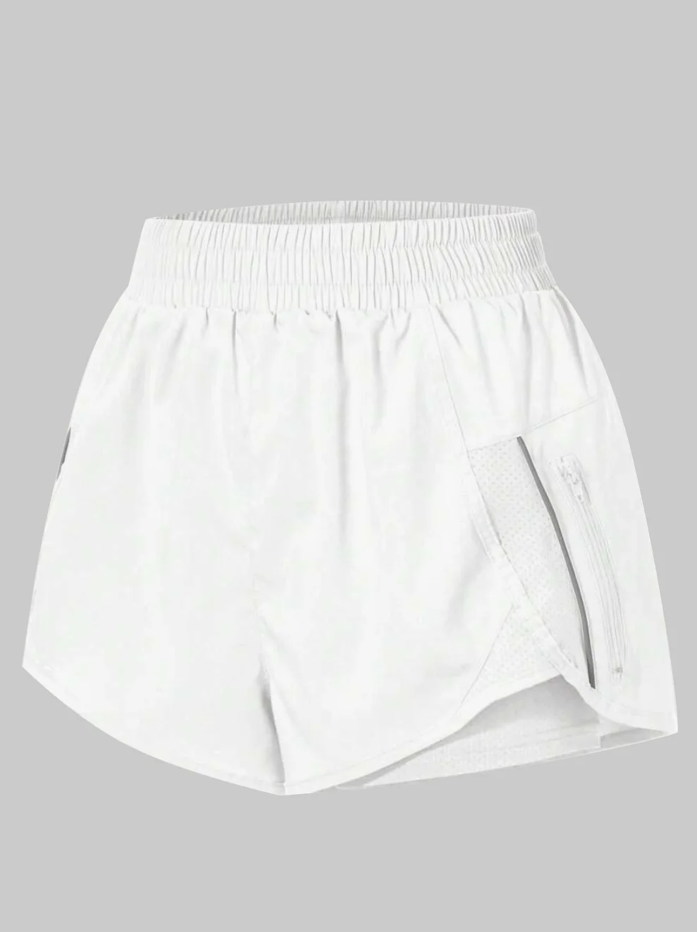 Running Zipper Pocket Elastic Waist Sports Shorts