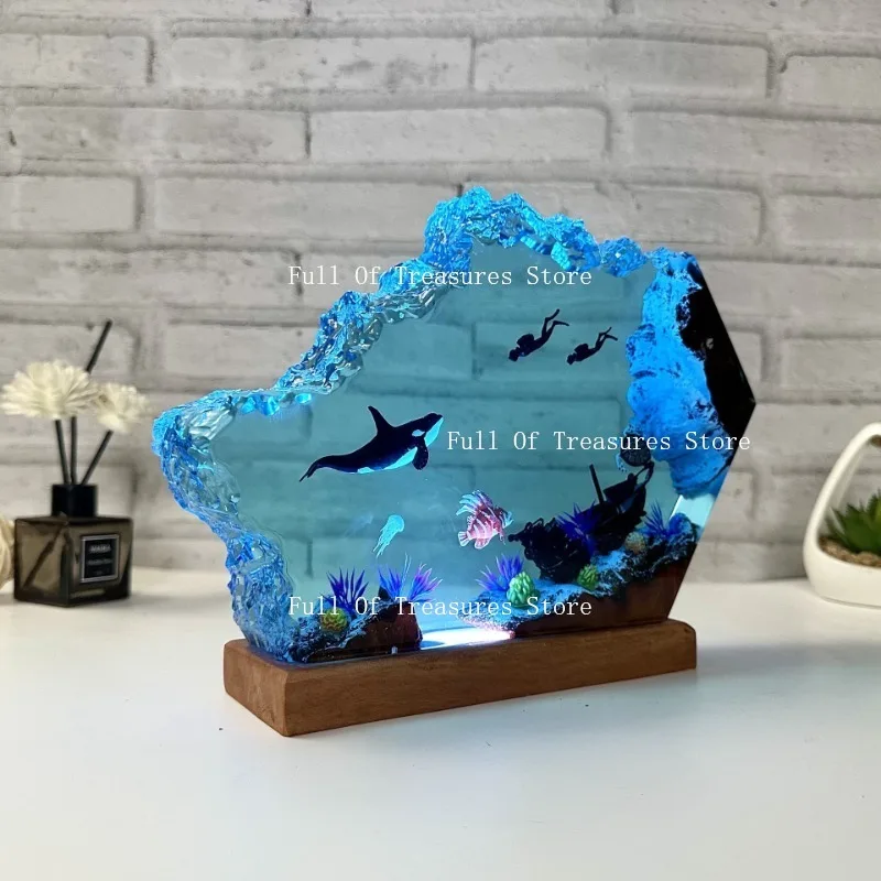 Resin Lights, Orcas and Turtles Epoxy and Wooden Handmade Furniture Birthday Gifts Unique Gifts