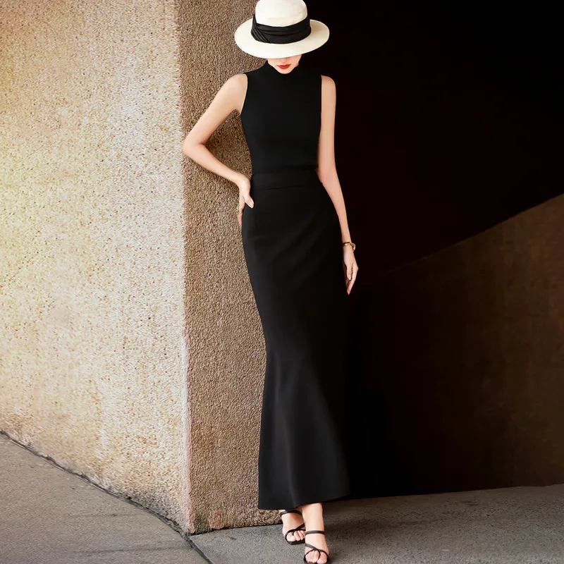 MEXCOCO 2026 Autumn New Elegant High‑Waist Fishtail Skirt, Slim Fit Split Hem Formal Maxi Mermaid Skirt for Women
