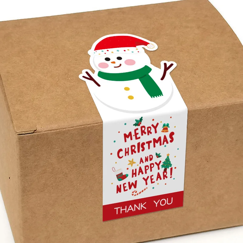 Cute Merry Christmas Stickers 50Pcs 6*13cm Red Santa Claus Gift Decorative Sealing Stickers Packaging Box Labels Christmas Tag