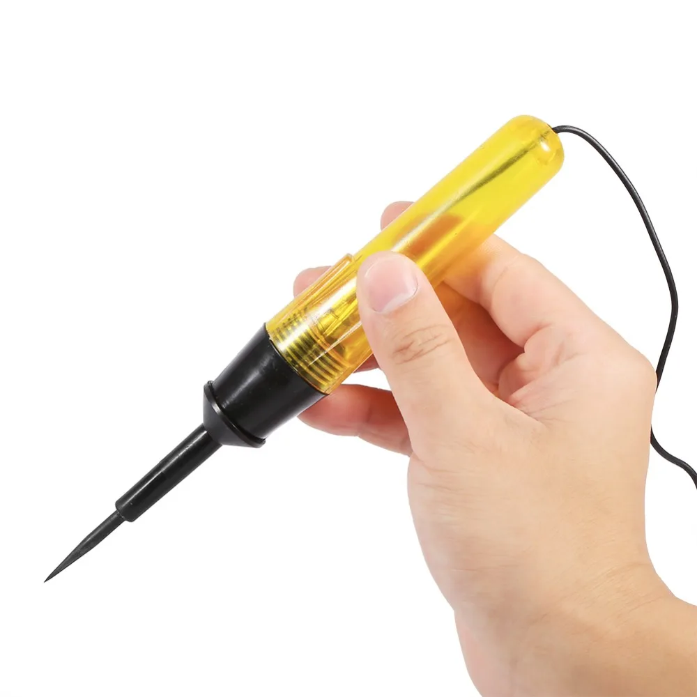 DC 6-24V Automotive Circuit Tester Pen Yellow Clear Indicator Window Circuit Tester Alligator Clip Carbon Steel Probe