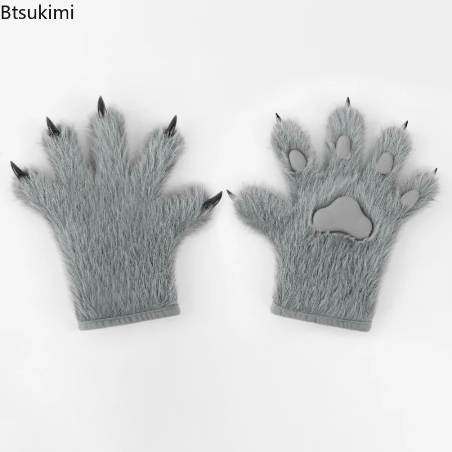 여자 고양이 발바닥 장갑 애니메이션 플러시 코스프레 액세서리 코믹콘 무대 공연 파티 털복숭이 장갑 털이 있는 키그 발톱 8가지 색상