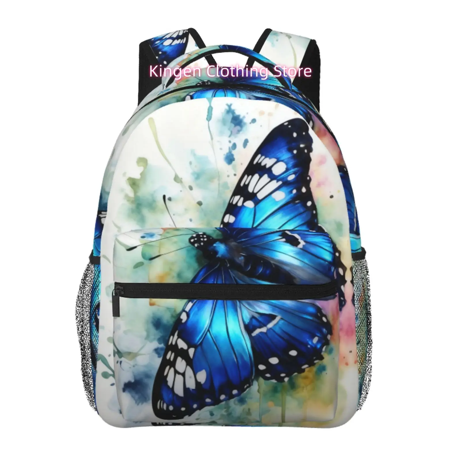 

Blue Morpho Butterfly Watercolor Print Backpack, High Quality Oxford Cloth, Adjustable Shoulder Straps, for Women Travel and Wor