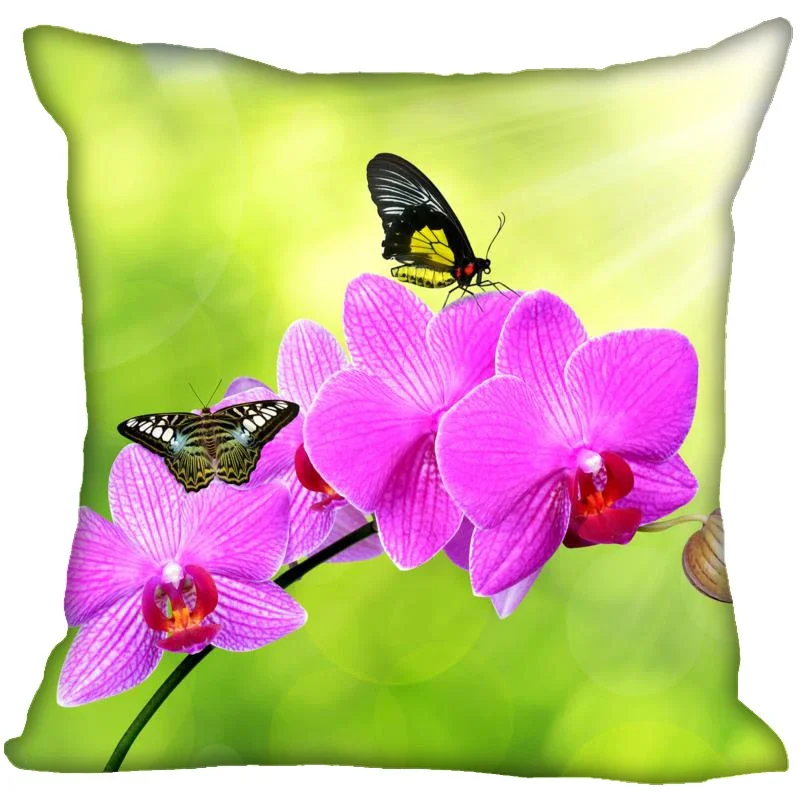 New Arrival Orchid Flower Pillow Case High Quality Satin Fabric Pillowcase Decorative Pillow Cover Wedding Decorative