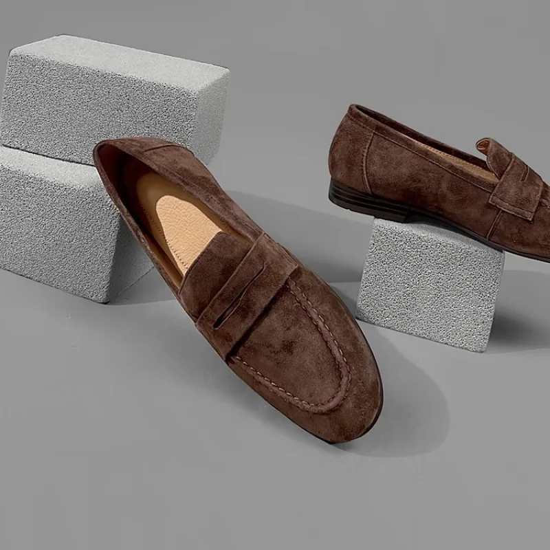 موضة الانزلاق على المتسكعون النساء جلد طبيعي عادية شقة وحيد جولة تو أوكسفورد الإناث تنفس أحذية من الجلد الشباب