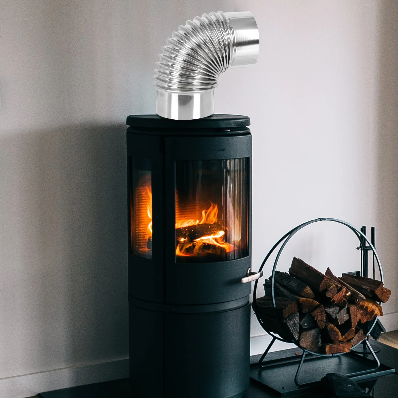 

Stainless Steel Chimney Pipe 10cm Elbow Durable Smooth Surface Easy Installation Exhaust Pipe Vent Hose Flexible Air