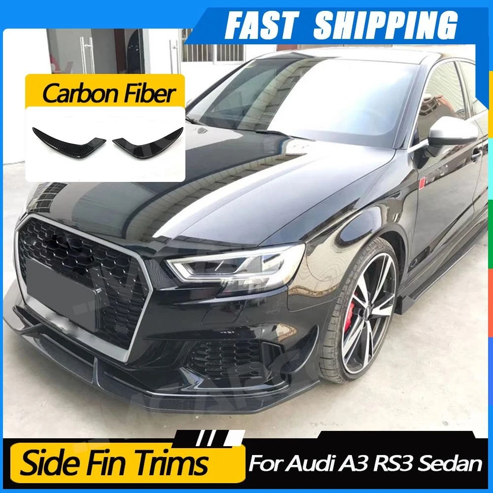 

JMCARCOOL для Audi A3 RS3 седан, передний бампер из углеродного волокна, вентиляционное отверстие, боковые канавки, накладки, плавники в стиле акулы, автомобильные аксессуары