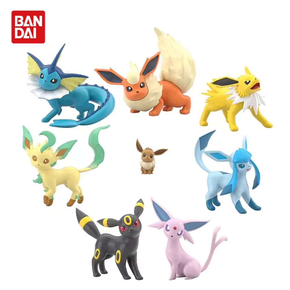 IN Stock Original Bandai Pokemon Scale World 1/20 Eifie Bracky Eievui Showers Paldea Chihou Eevee Evolution Set Anime Modl Toys