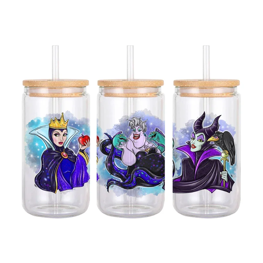 หลายสไตล์ตัวละครดิสนีย์ UV DTF Cup Wrap Transfer สติกเกอร์สําหรับ 16 Oz ถ้วยกาแฟแก้ว UV Transfer สติกเกอร์คริสตัล