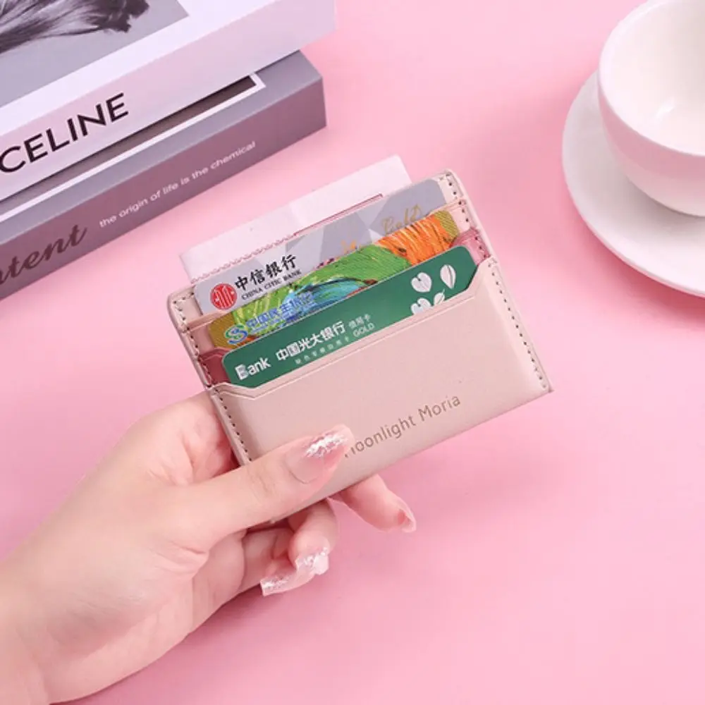 Tragbares Kartenetui mit mehreren Kartenfächern, ultradünnes Kartenetui aus PU-Leder, einfaches Ausweispaket für Männer und Frauen