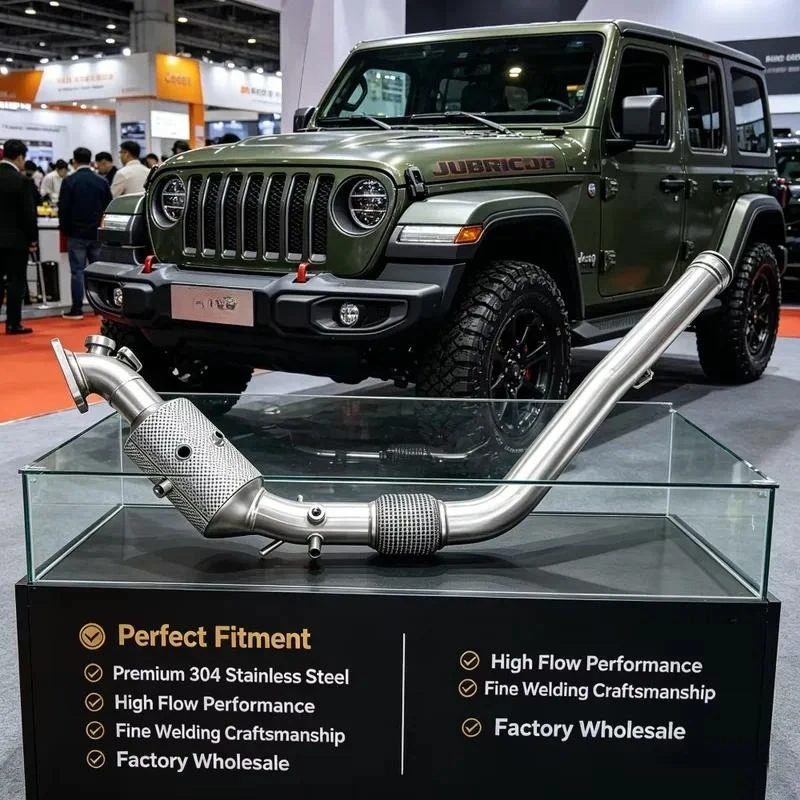 Custom Stainless Steel Down Pipe Exhaust Header for Wrangler Rubicon JL 2.0 T 2020-2024 with Heat Insulation Power