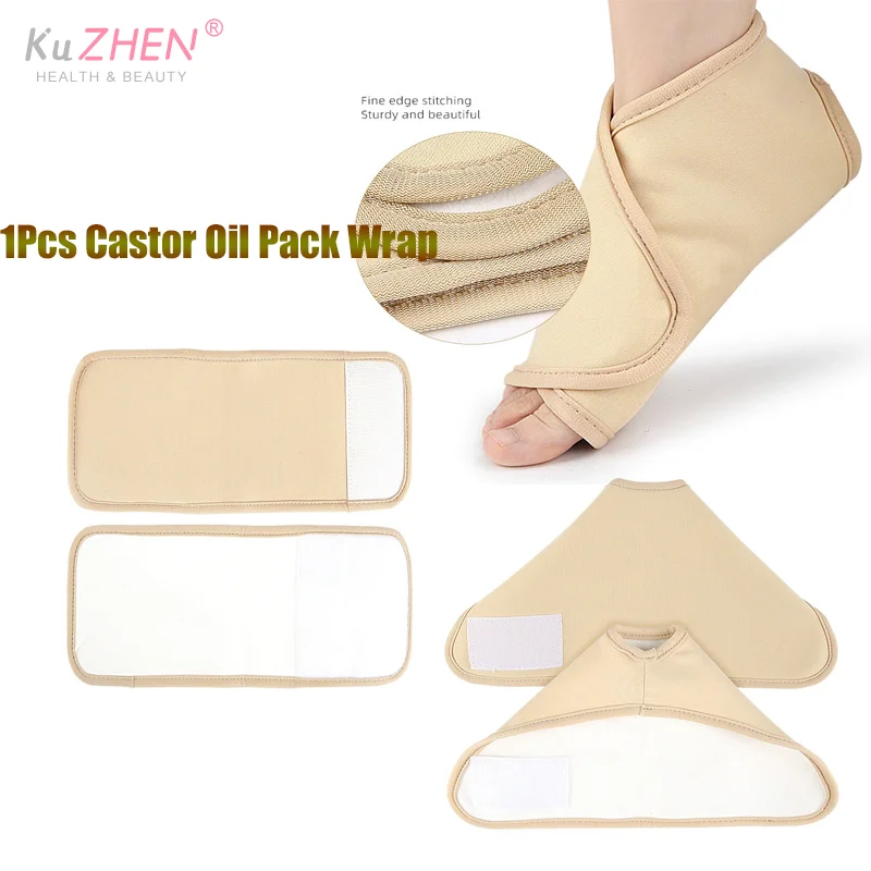 Paquete de aceite de ricino de algodón caqui, envoltura de aceite de ricino de algodón orgánico reutilizable para pies, envoltura de aceite de ricino para estreñimiento del insomnio, 1 ud.