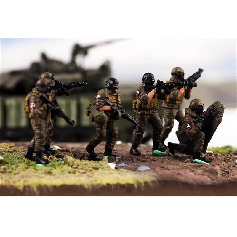 1:72 Scale Model Russian 6pcs Soldier Action Figure Accessory Toy DIY Scene Doll Decoration Collection Doll Gift Toy Fans