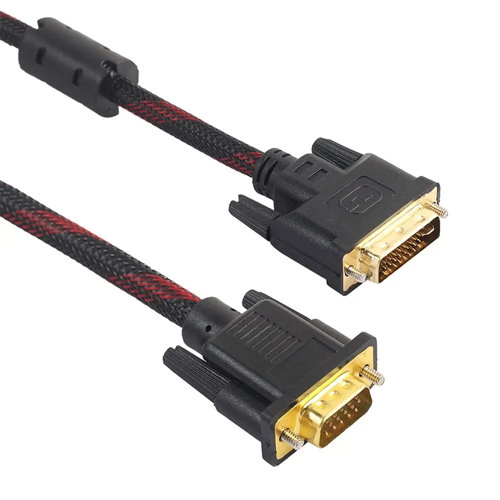 1.5m DVI Male to VGA Male Cable DVI-I 24+5 Wire Bi-Directional Cord DVI-I to VGA Video Line for HDTV DVD Laptop Monitor