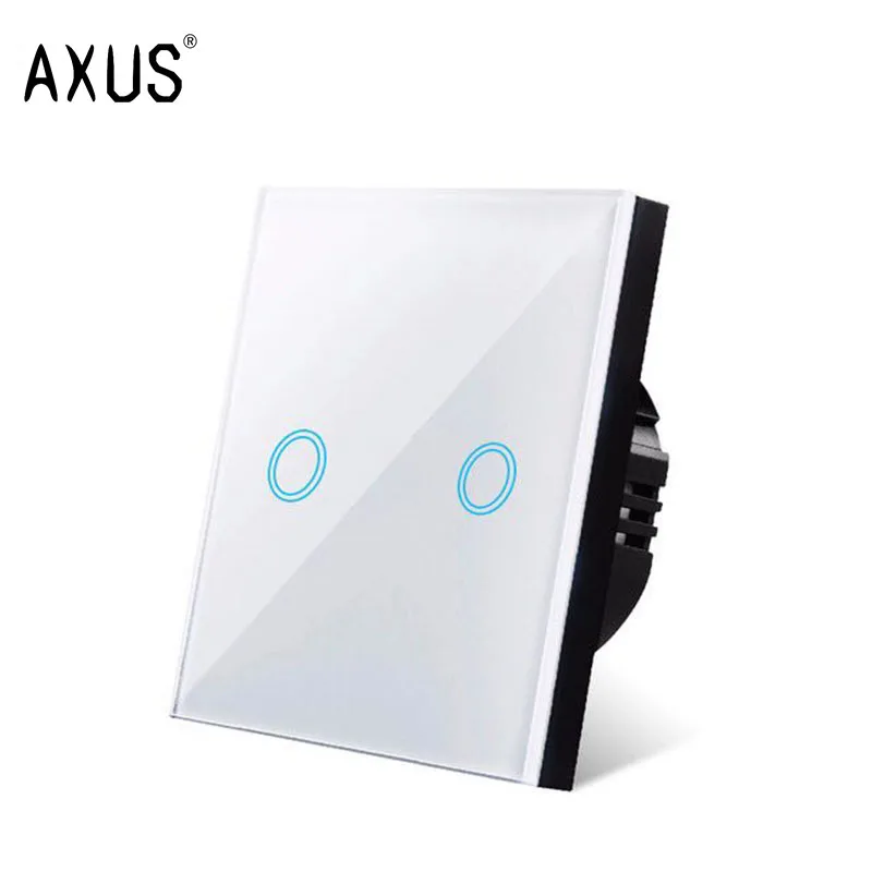 AXUS EU Touch Schakelaar AC100-240V Power LED 1/2/3 Gang Kristallen Glazen Paneel Wandlamp Lichtschakelaar Sensor schakelaars Interruttore
