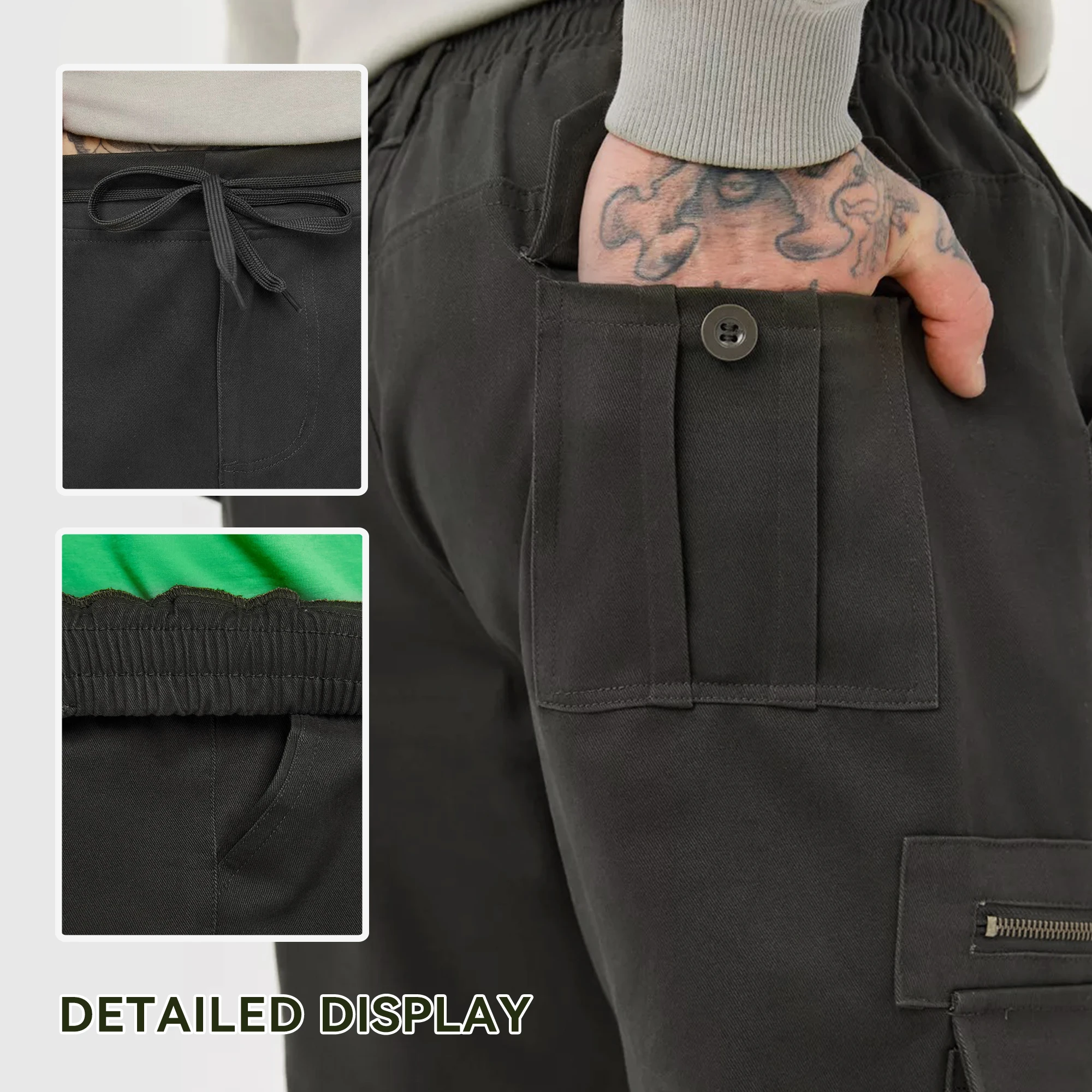 2025 Pantaloni cargo da uomo Pantaloni sportivi Pantaloni lunghi dritti larghi da esterno Tasca sportiva Pantaloni maschili durevoli All'aperto Streetwear