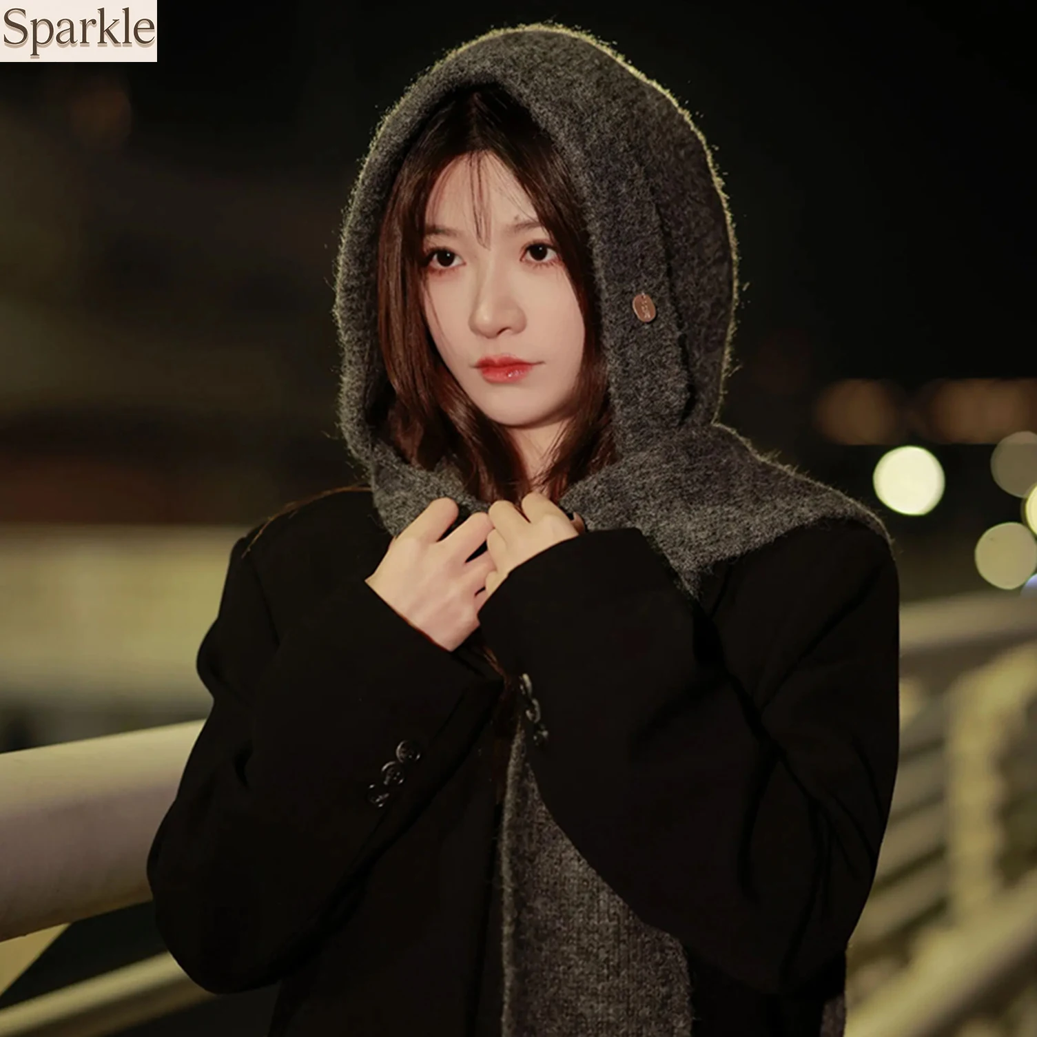 

Women's Warm Soft Hooded Scarf Knit Waffle Texture Fashion Neck Wrap Winter Cold Weather Accessory 2026 New Trend