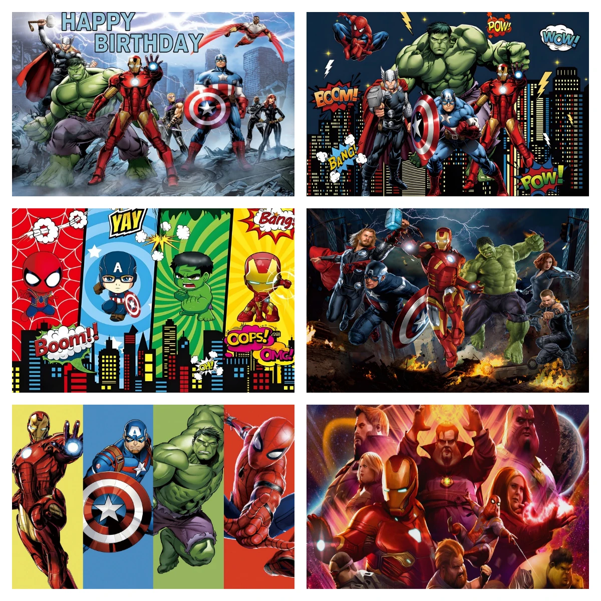 

Spider-Man Hulk Iron Man Photo Backdrop Background For Photography Baby Shower Boy Birthday Party Decor Props Supplies Banner