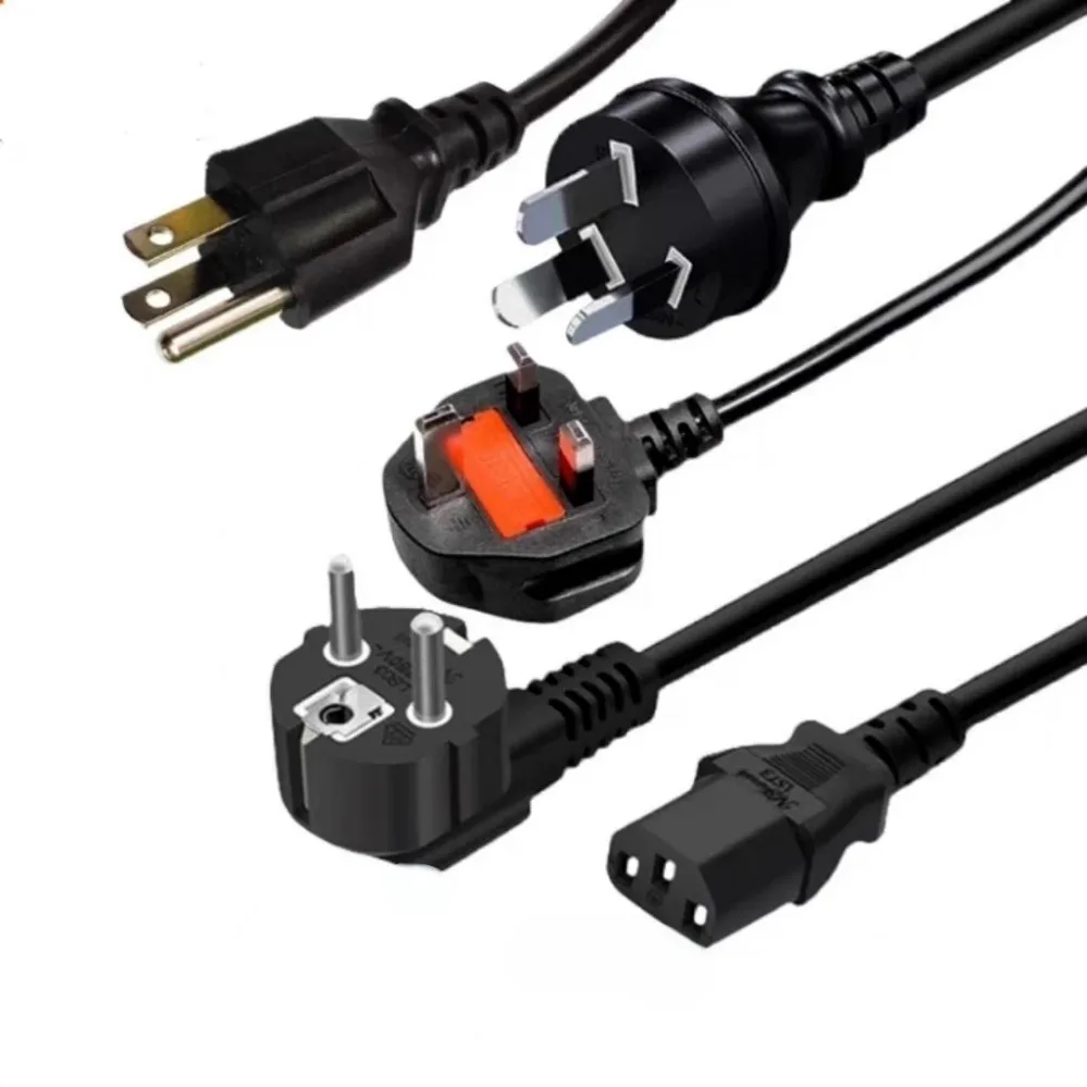 UK US EU AU CN Standard Pure Copper Power Cord C13 C8 Plug Cable For Laptop Desktop PC Home Electrical Appliances