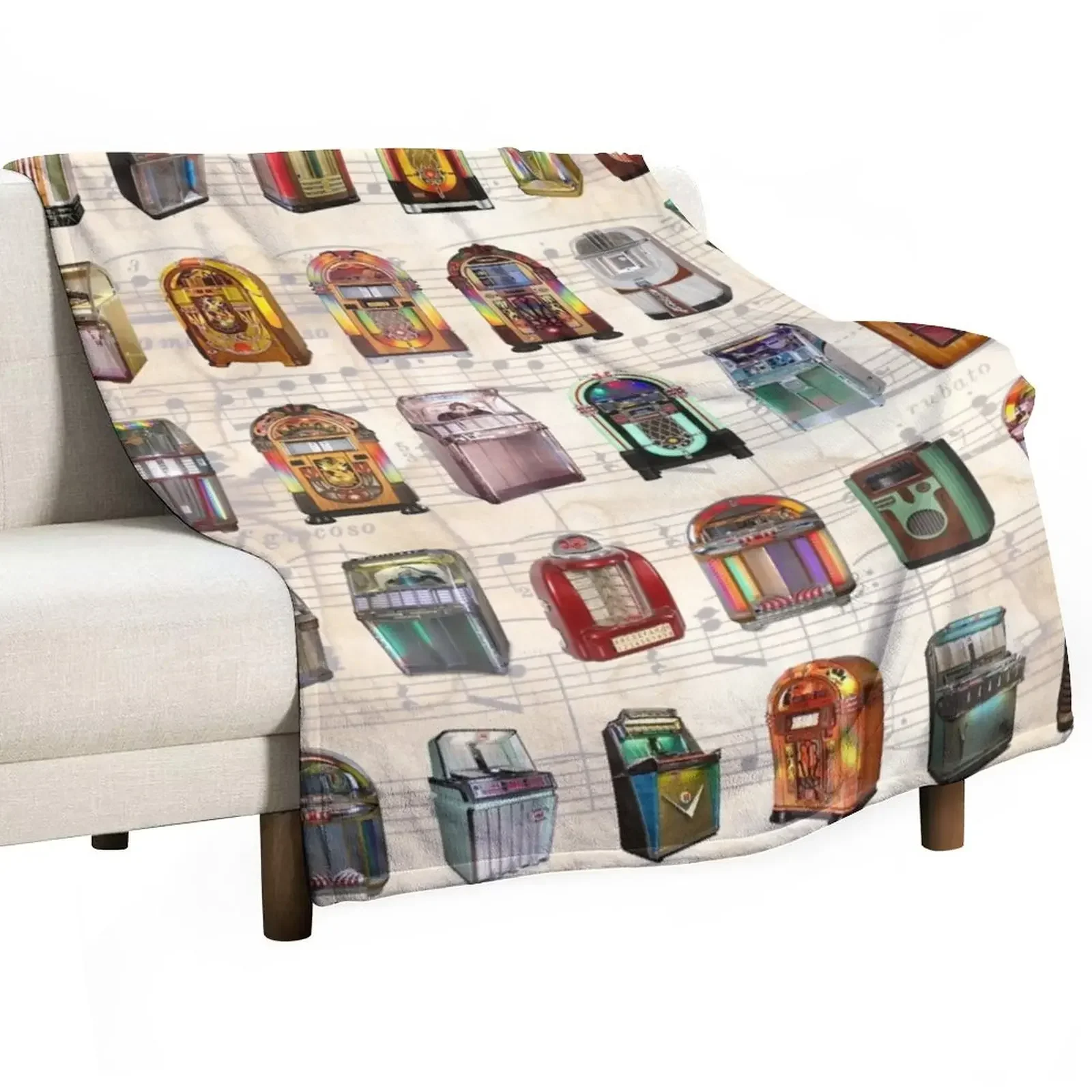 Jukebox Throw Blanket Decoratives Plaid on the sofa Blankets