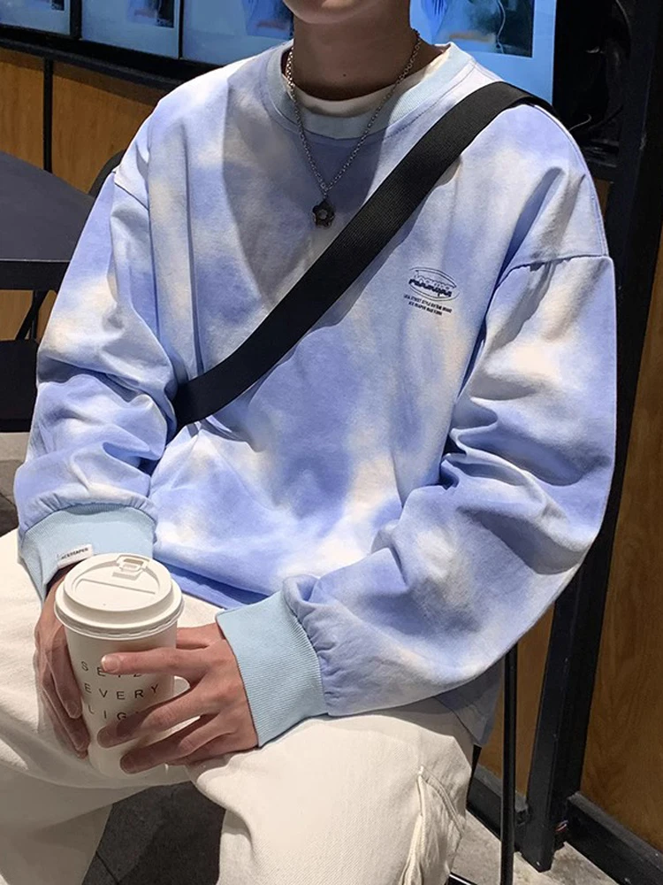 

Мужская толстовка оверсайз в ретро-американском стиле, с длинным рукавом, плотная (400 г), с маленьким воротником, базовая модель