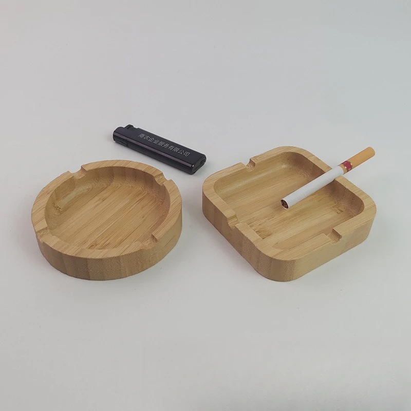 Modern Handy Simply Classic art Ashtray Hotel Living room Desktop Office Bamboo and Wood Ashtray Decorative item Smoking Gift