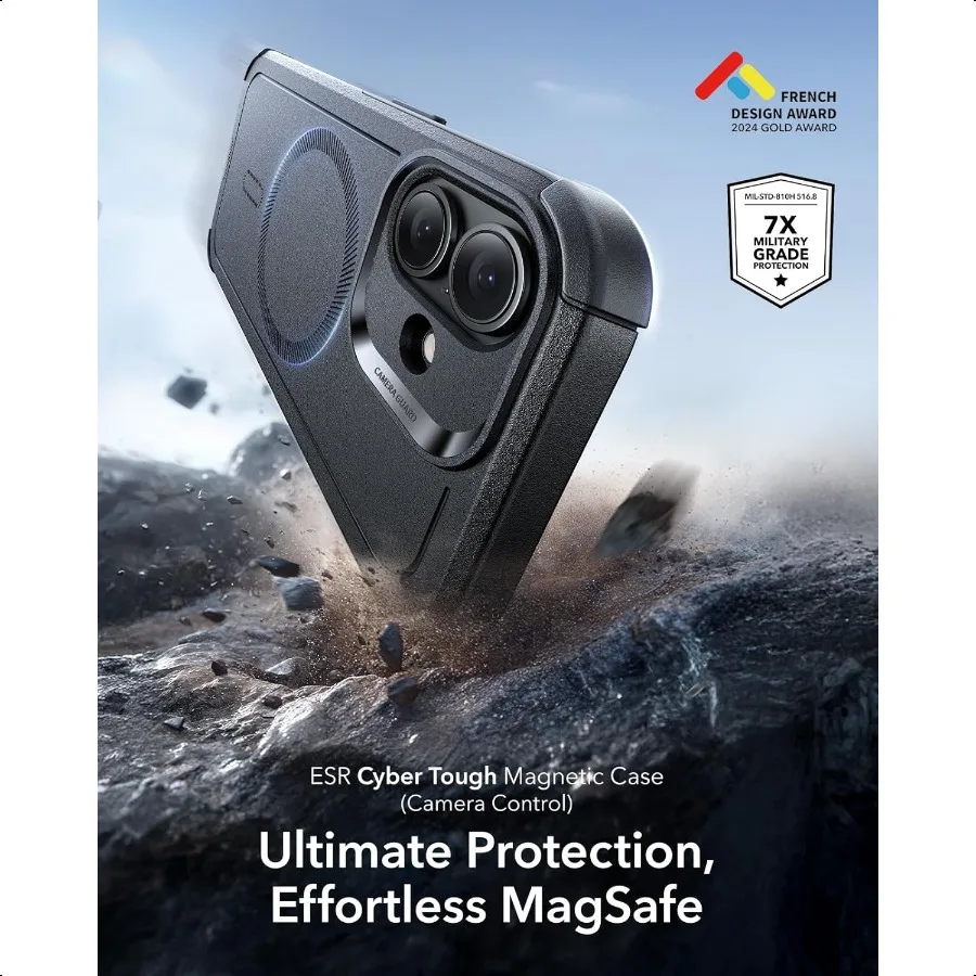 حافظة لهاتف آيفون 17 7X غطاء أحمر ممتص للصدمات من الدرجة العسكرية مع زر التحكم في الكاميرا MagSafe Accories Compat