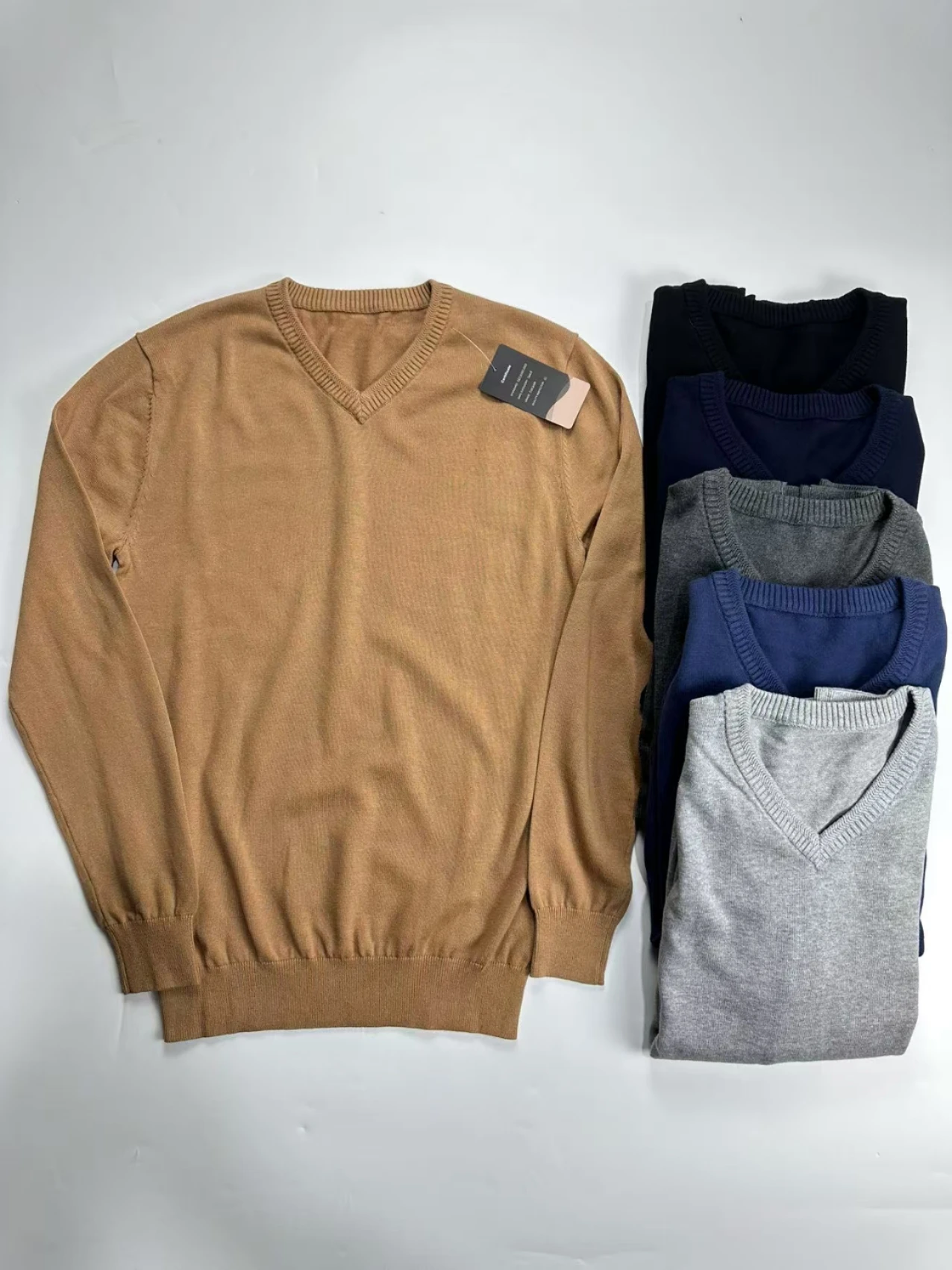 

Мужской винтажный трикотажный пуловер с V-образным вырезом, повседневный, универсальный, с принтом Chien Heart, с длинными рукавами, из хлопка, модный, в городском стиле, осень-зима