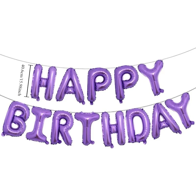 16 Inch Happy Birthday Aluminium Foil Purple Decorations Balloons Baby Shower Letter Ballons Birthday Party Decorations Supplies